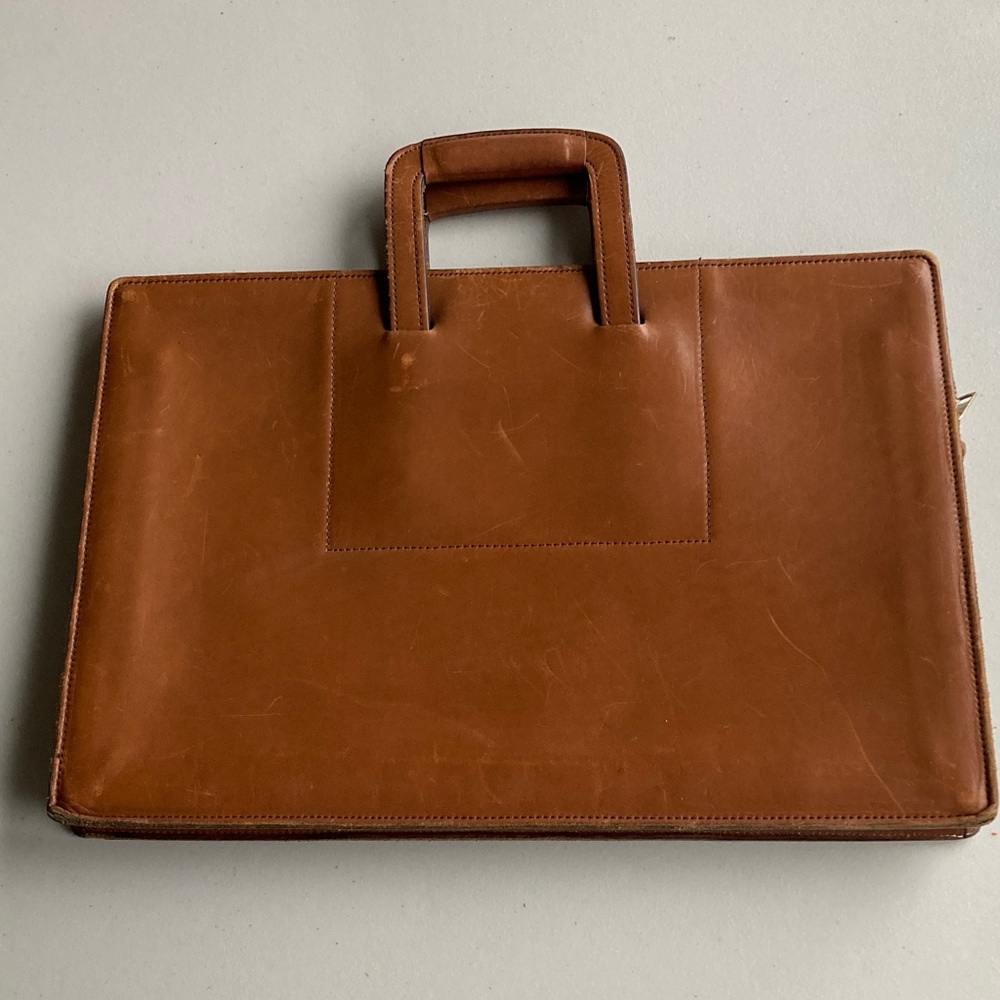 VTG Schlesinger Brown California Saddle Leather Briefcase Messenger Laptop Bag